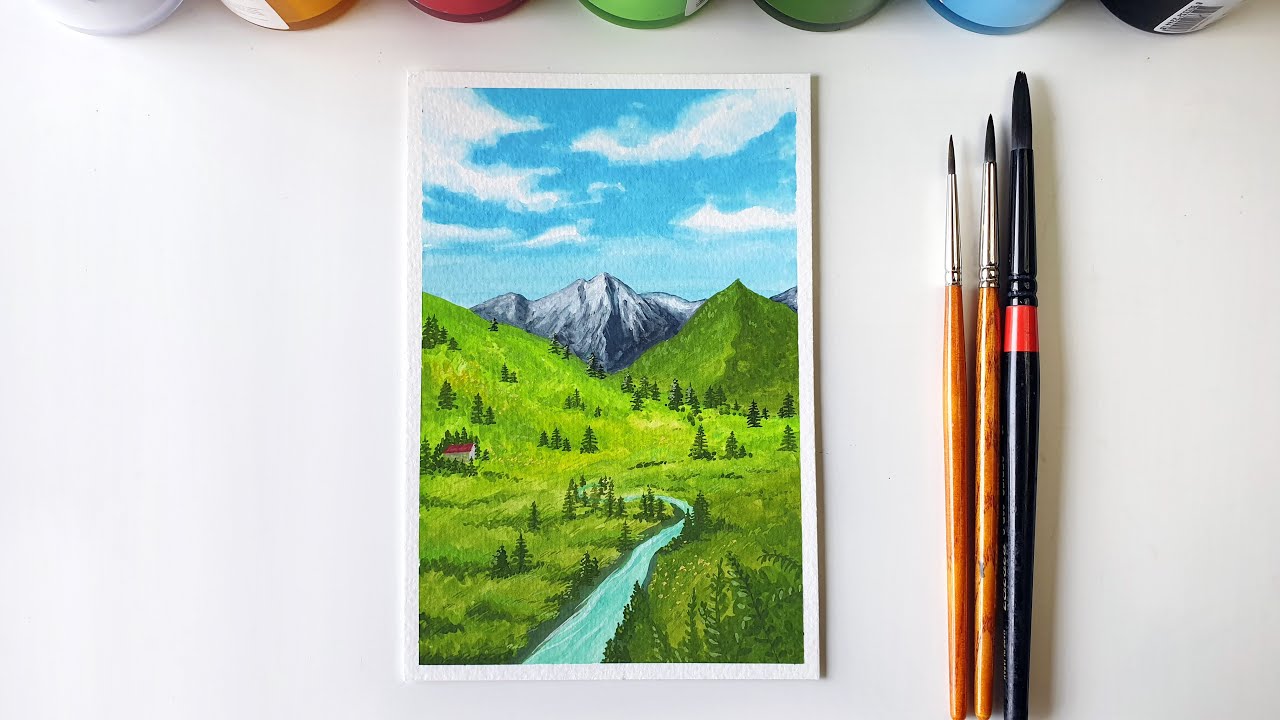 How to Paint a Landscape with Poster Colour