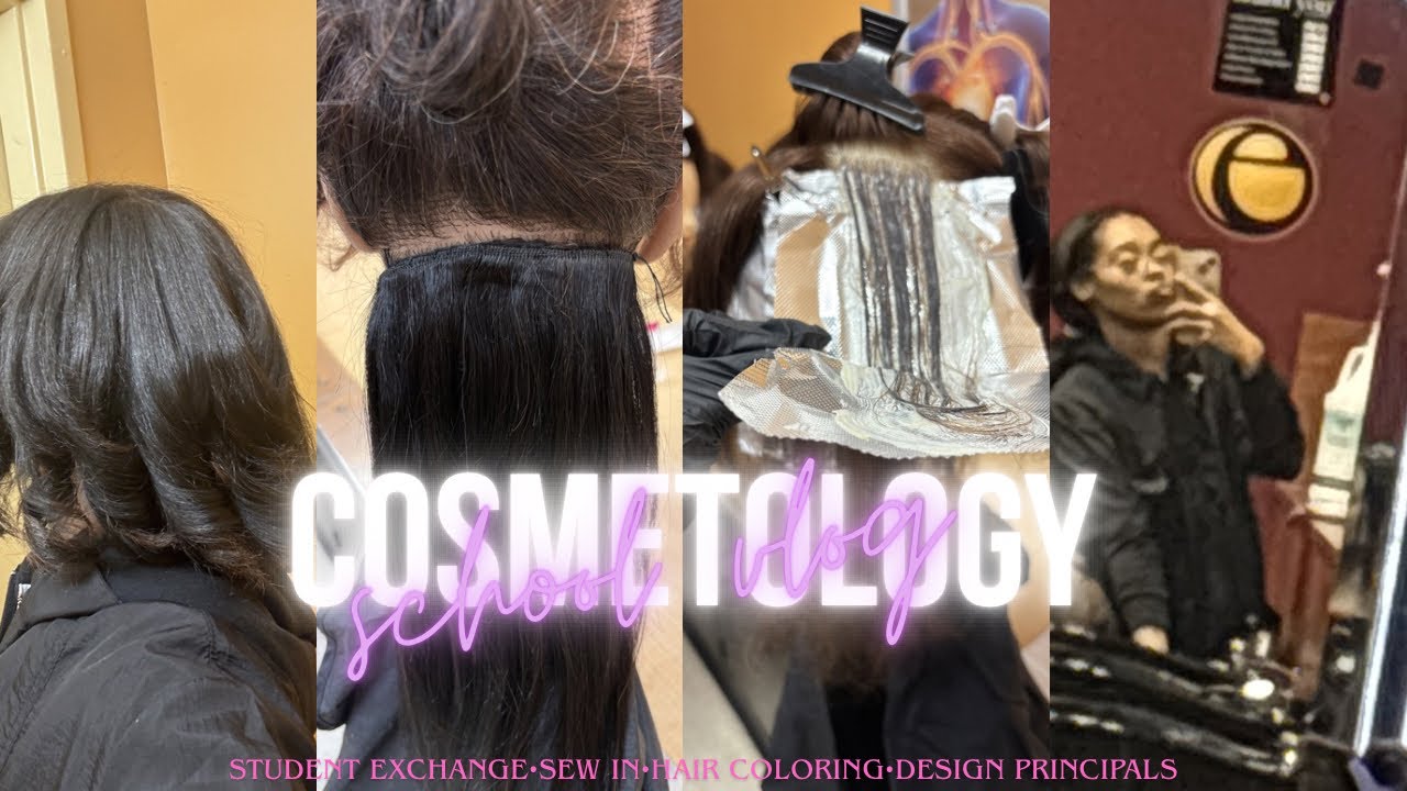 SPEND SOME TIME WITH ME IN COSMETOLOGY SCHOOL | styling, coloring, fashion show