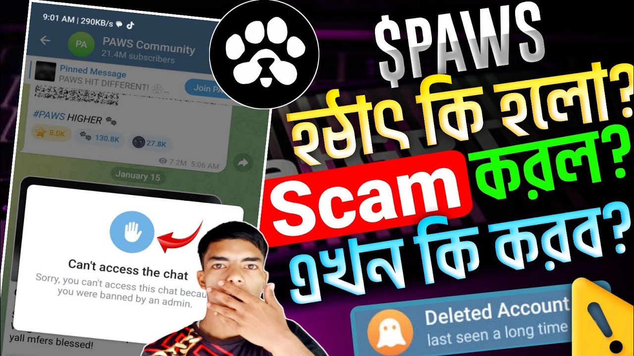 PAWS কি হলো😱 | Paws Channel Why Delete | Paws Account Delete | পাউজ বট আসে না | paws Bot not Open