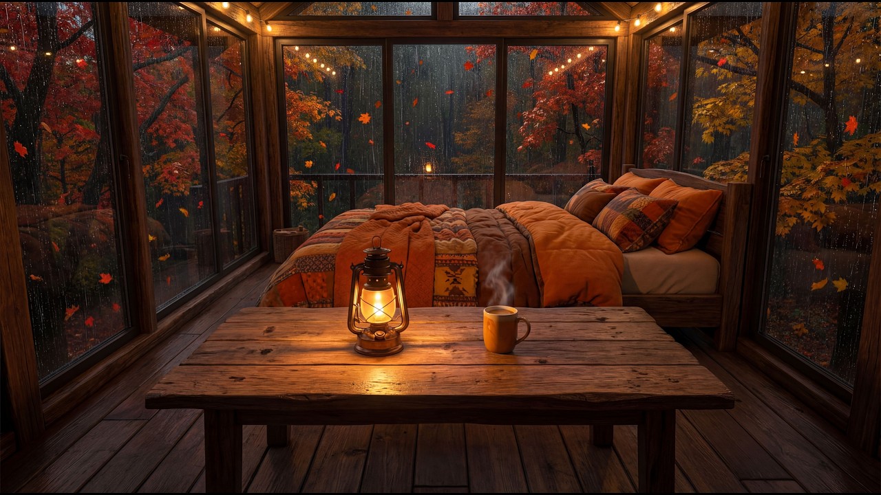 INSTANT RELAXATION - Rain in Autumn Treehouse | Piano for Stress Relief