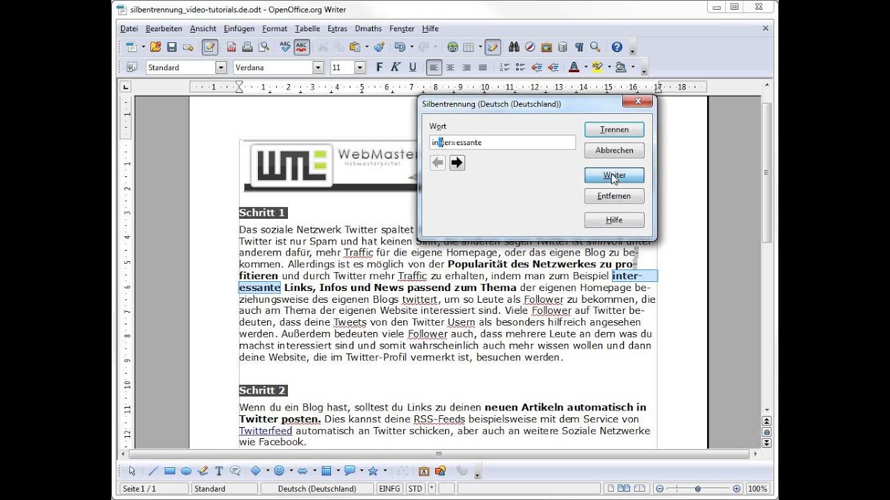 Silbentrennung in Openoffice / Libreoffice - Anleitung