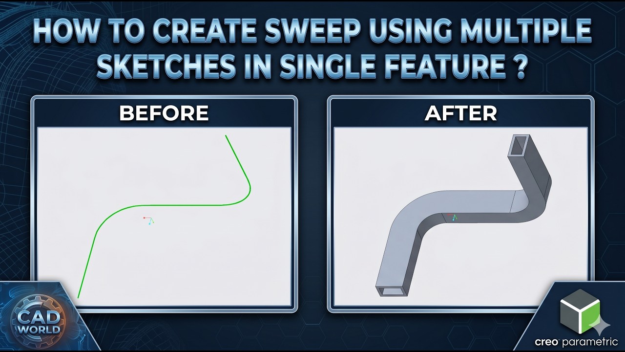 Creo Parametric | How to Create Sweep using Multiple Sketches in Single Feature