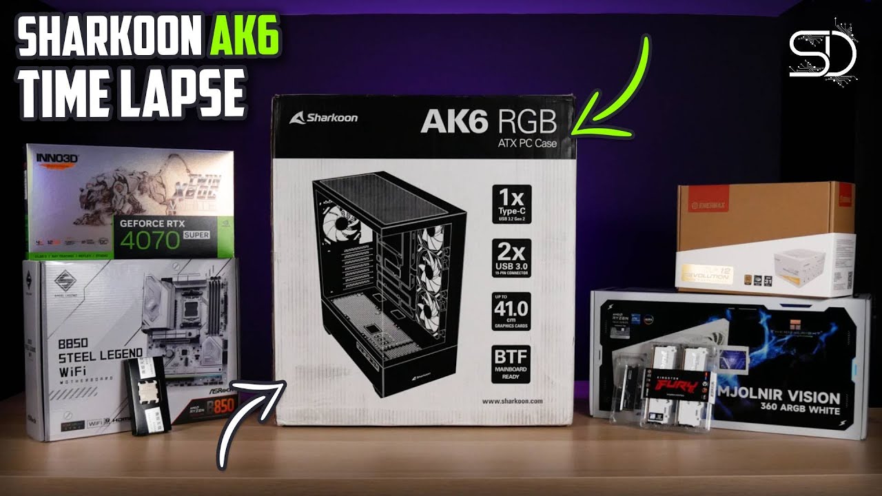 PC BUILD TIME LAPSE - SHARKOON AK6 WHITE (7500F + 4070 SUPER)