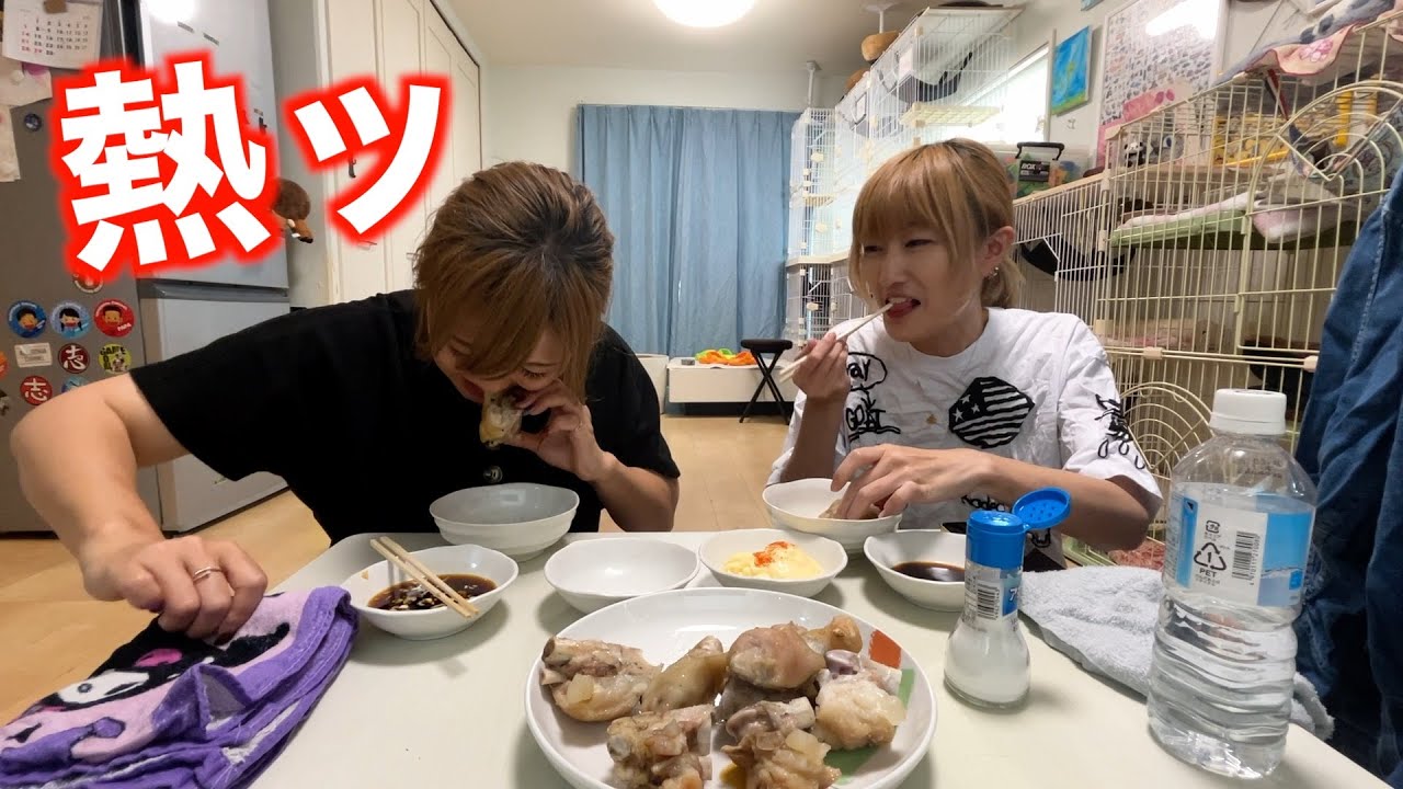 時間がないのに豚足を食べ始めるひかみみ！２人で食べる！誰にもやらん！！【ココロマン普段の様子】