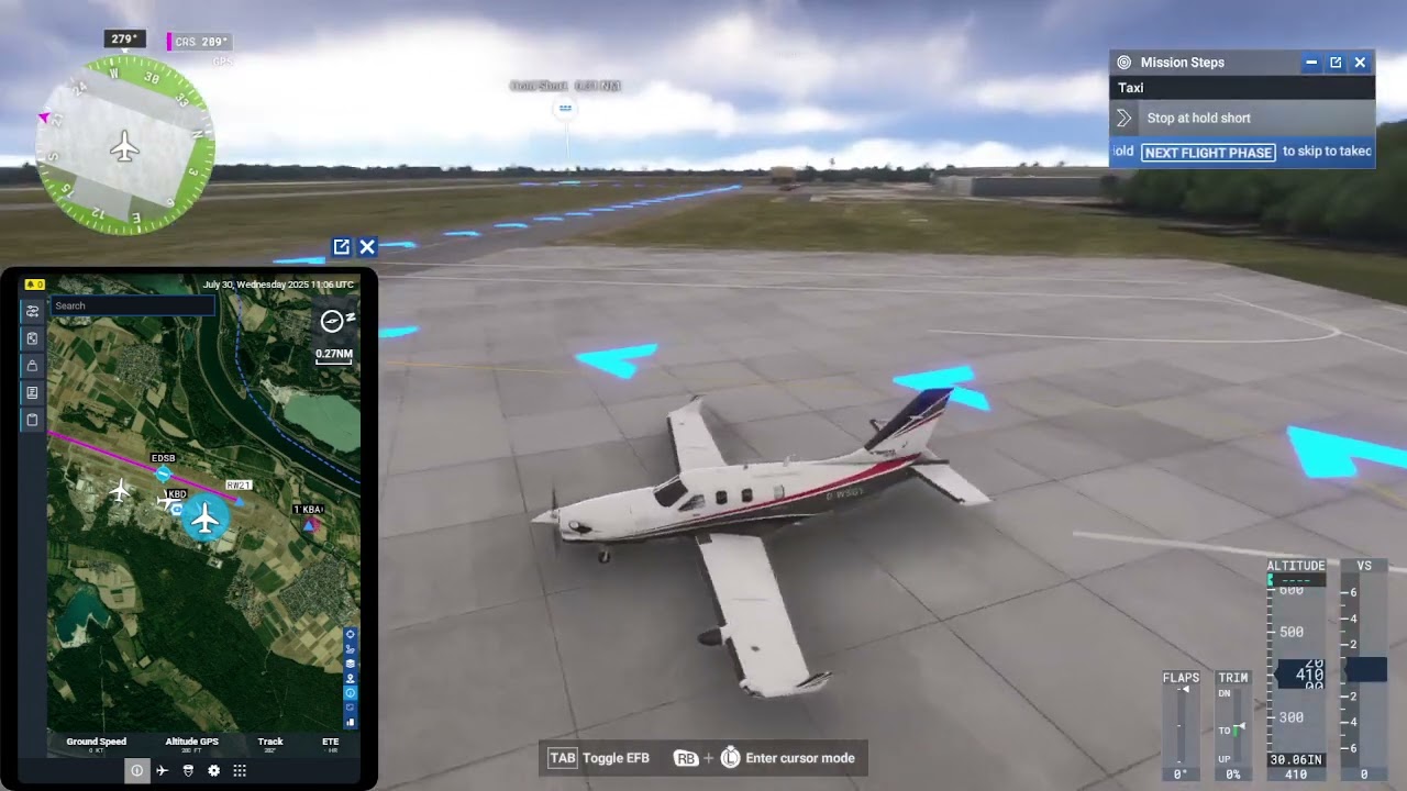 Daher TBM 930 Departure from EDSB RWY 21 | Climb to FL190 | Cloudy Skies | MSFS 2024