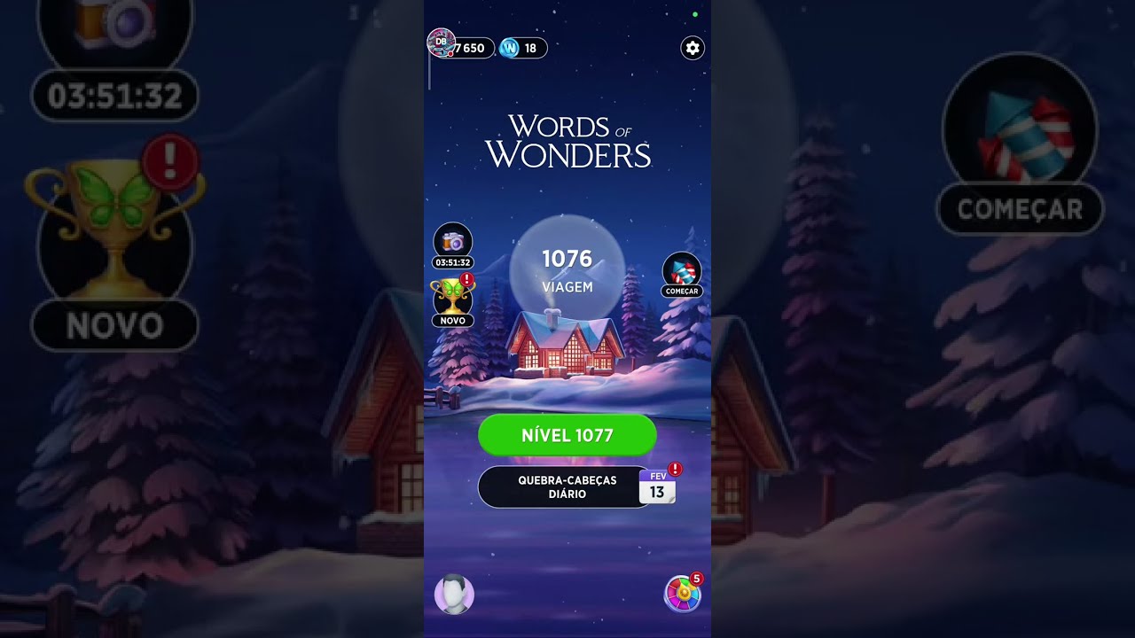 Vem ser o vencedor da live Word's of Wonders
