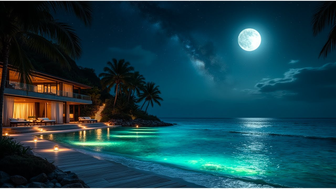 Soothing Midnight Beach Ambience Jazz Music for Total Relaxation