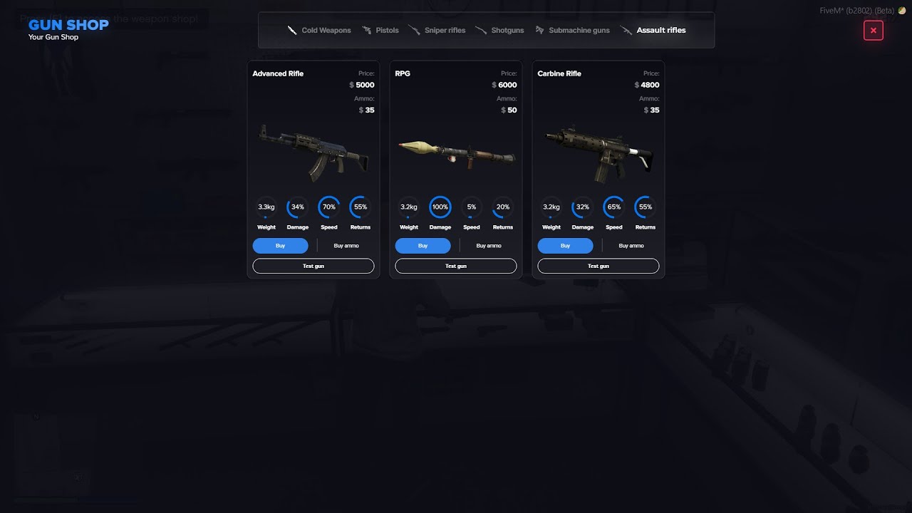 FiveM Unique Weapon Shop System V2 (Shooting Range) | Store.IFDevelopments.Com
