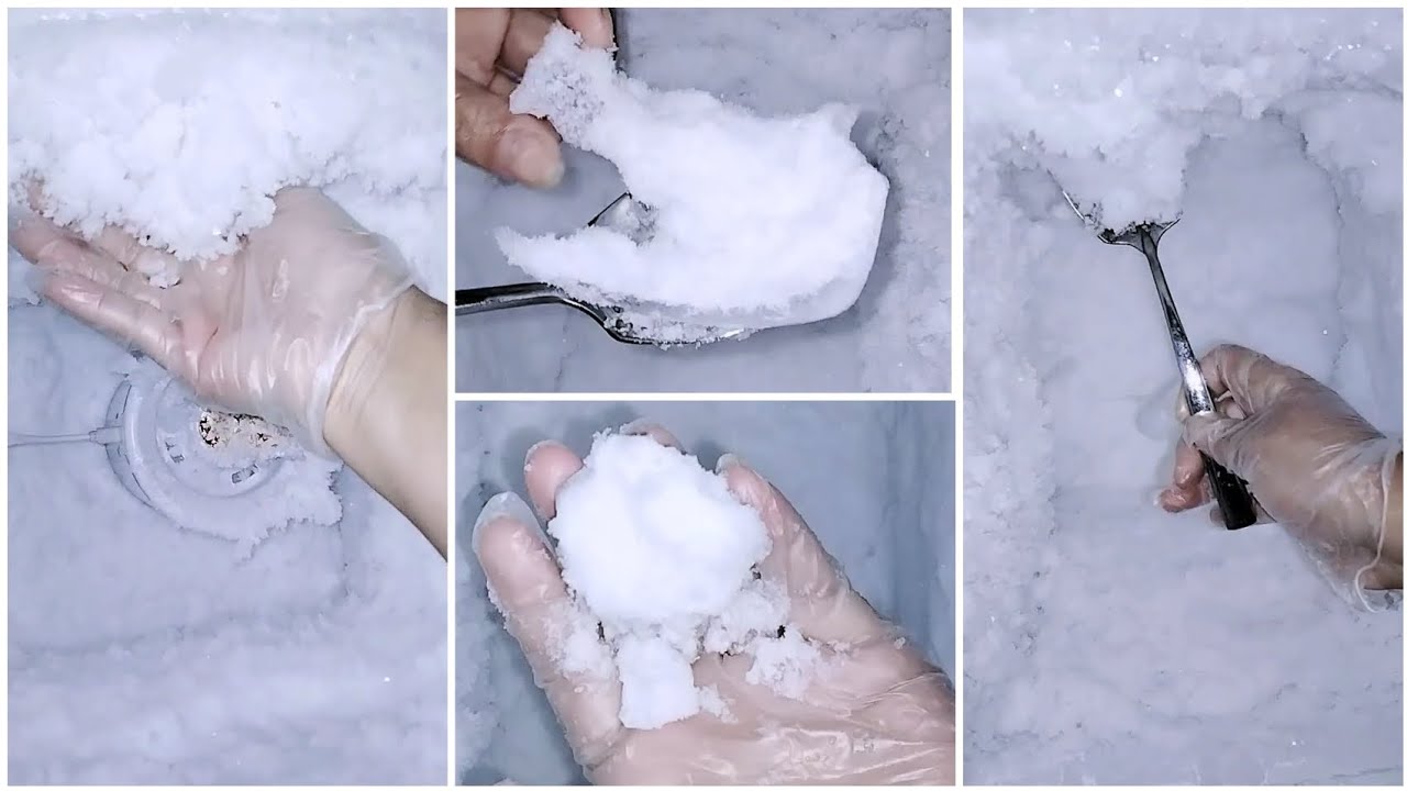 Freezer frost eating ❄️ Ice eating asmr 🧊 Crunchy freezer frost eating 🥶 Satisfying sounds 💯 