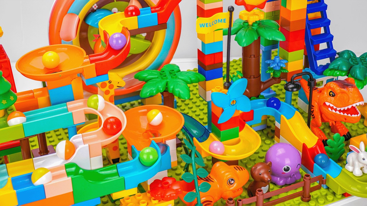Epic LEGO DUPLO Marble Showdown: Ultimate Park Animal Arena Race Battle!