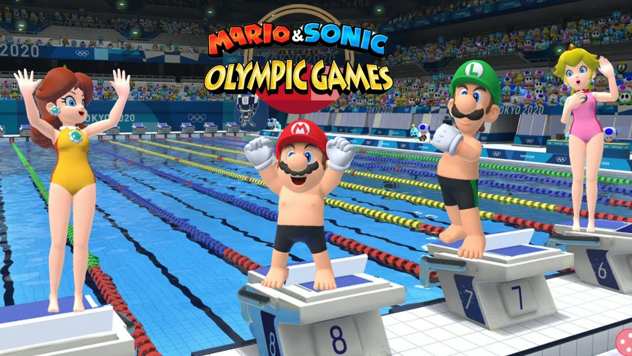Swimming 100m Gameplay Mario & Sonic At The Olympic Games Tokyo 2020 Mario Luigi ++++Daisy  Switch