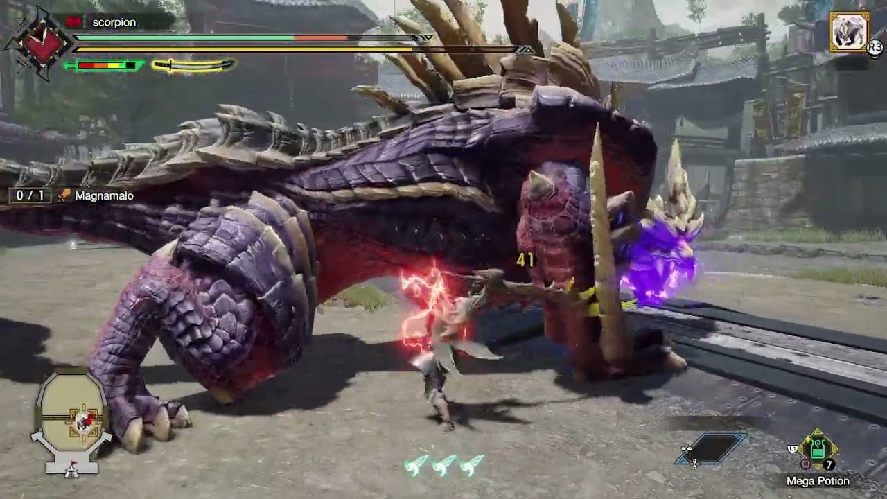 Magnamalo Falls! Intense Battle Using Longsword in Monster Hunter Rise