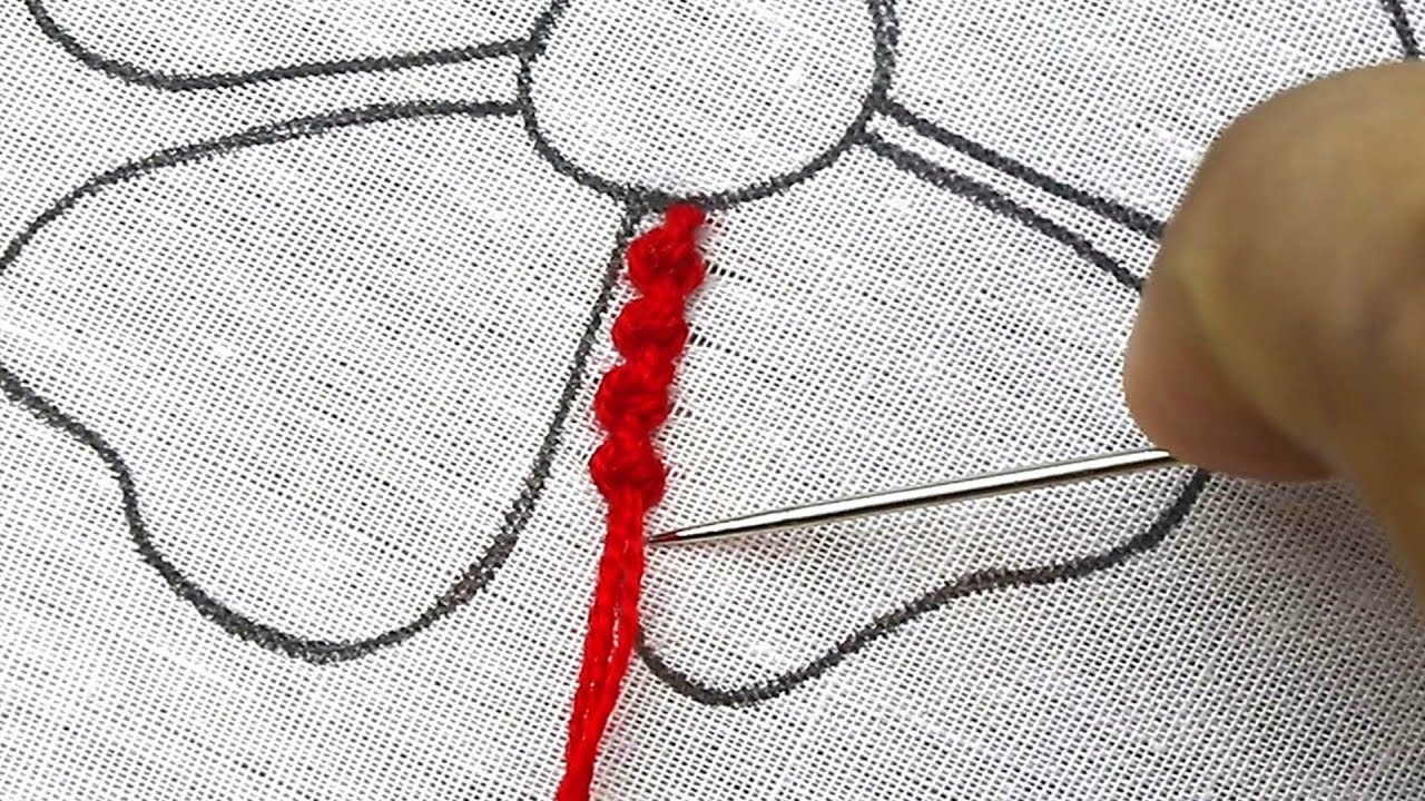 Hand Embroidery Amazing 3D Flower Making Needle Art Idea - easy Palestrina double knot stitch