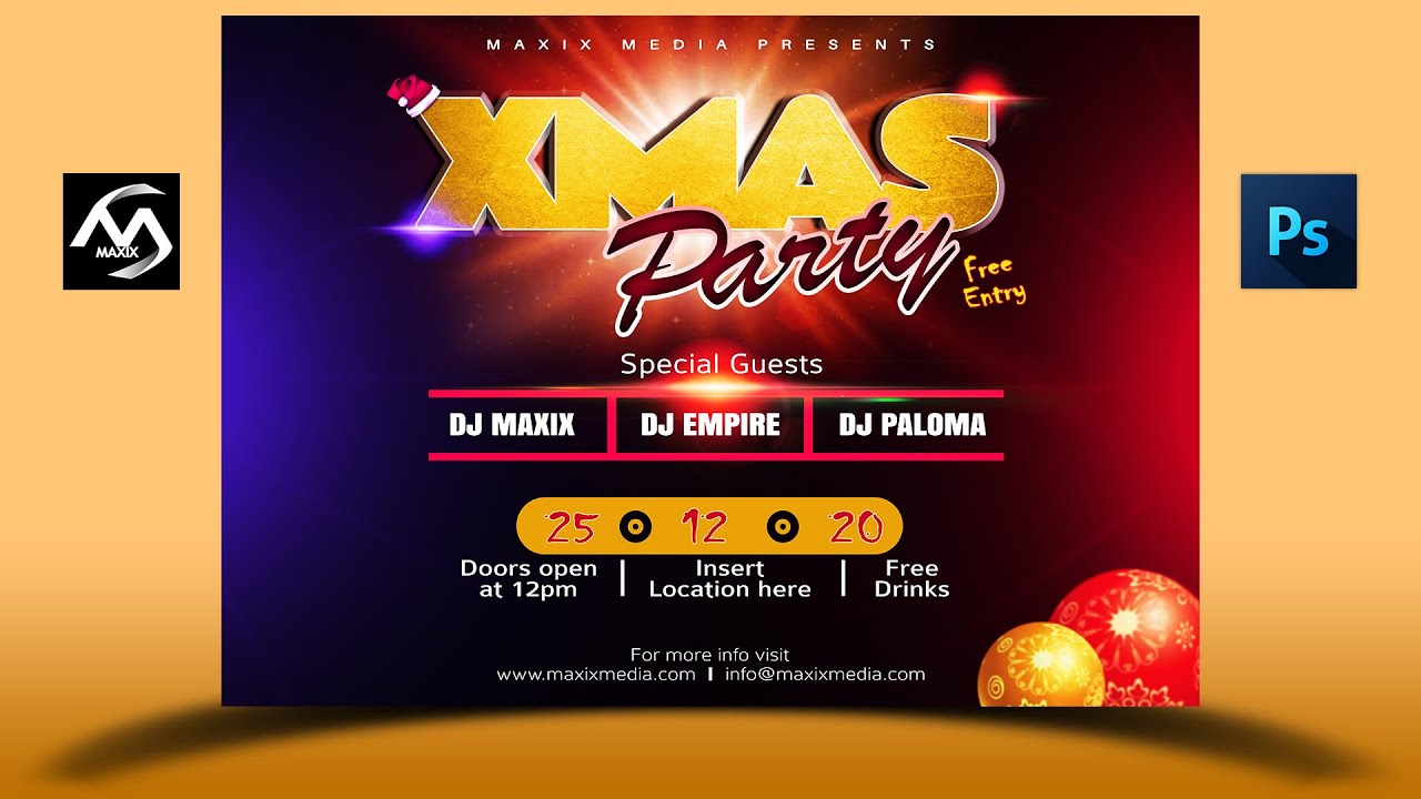 How to design a Flyer in Photoshop || Christmas Party Flyer