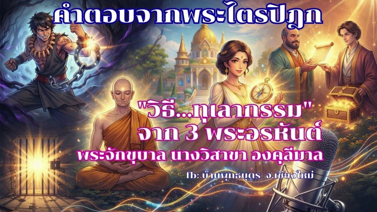 #วิธีทุเลากรรมจาก 3 พระอรหันต์#พระจักขุบาล นางวิสาขา องคุลีมาล#ธรรมจัดสรร#กฎแห่งกรรม