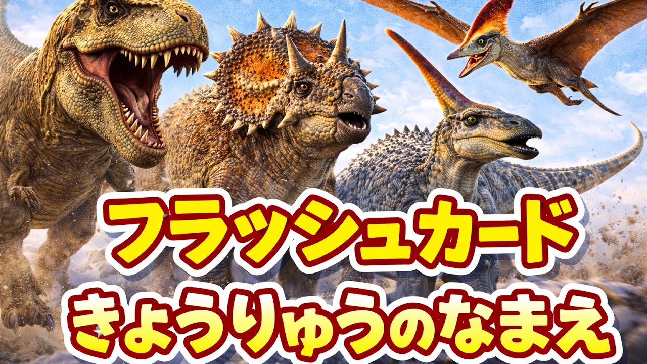 【恐竜の名前】0歳から始める知育フラッシュカード約30種類　#きょうりゅう 