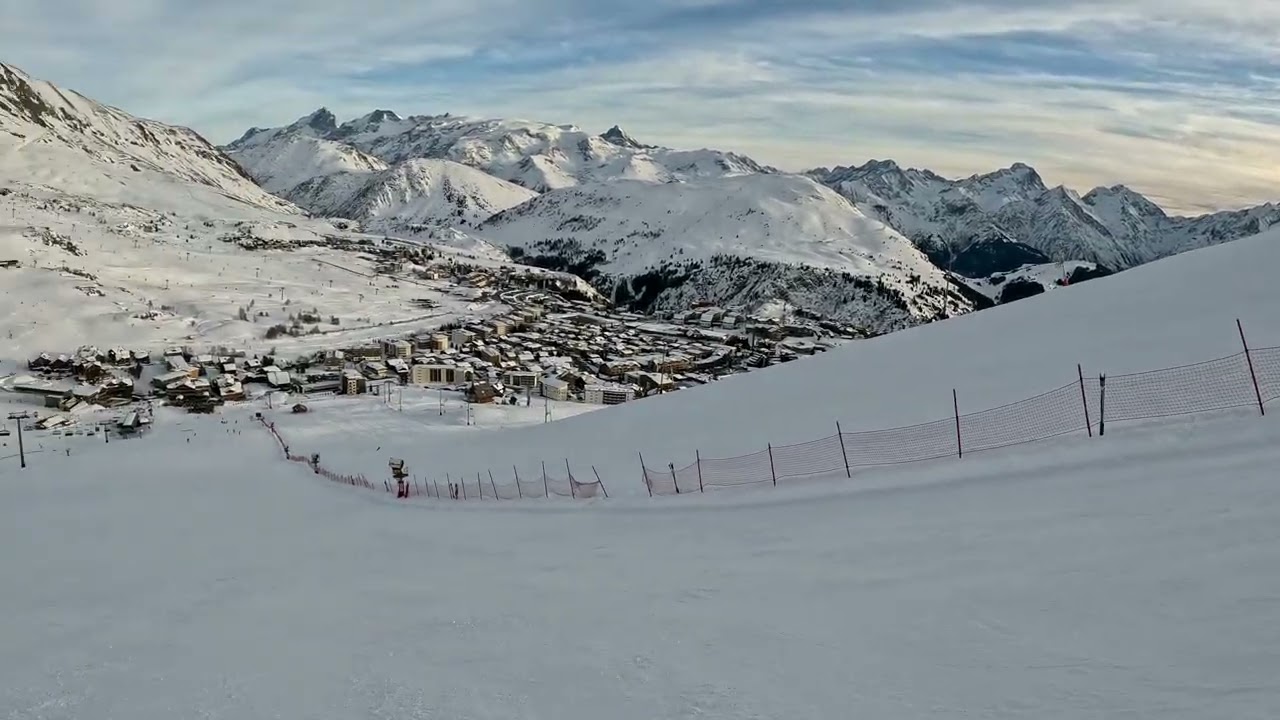 Alpe D'Huez. Red run Signal in one go top to bottom, 2108 - 1862m Steep but fun.