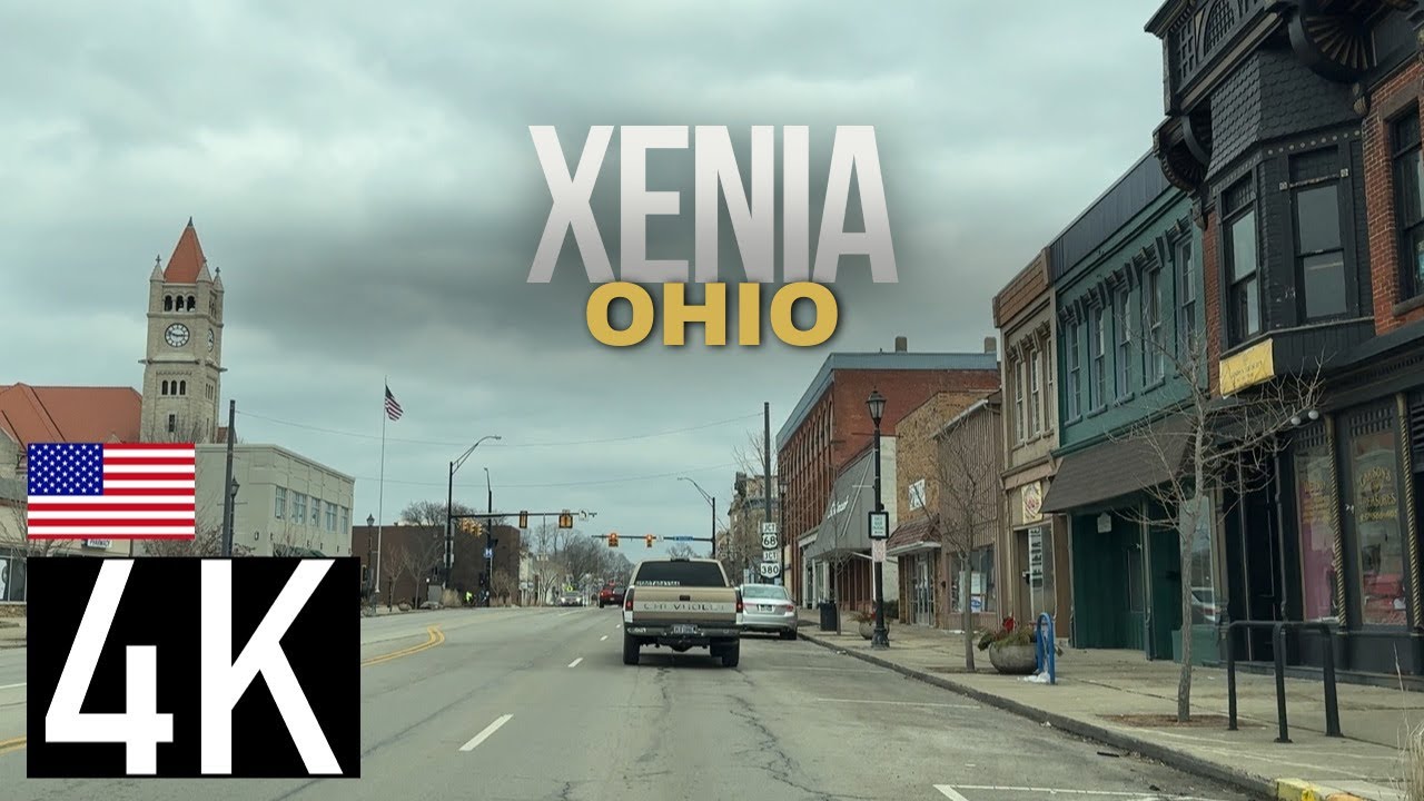 Road Tour of Xenia, Ohio in 4K - Driving in Downtown Xenia