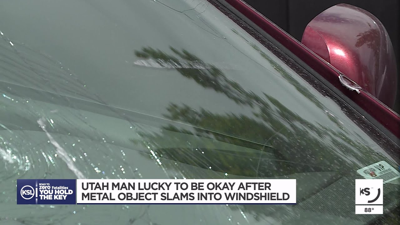 Utah man urges people to secure their loads after metal post hits his windshield