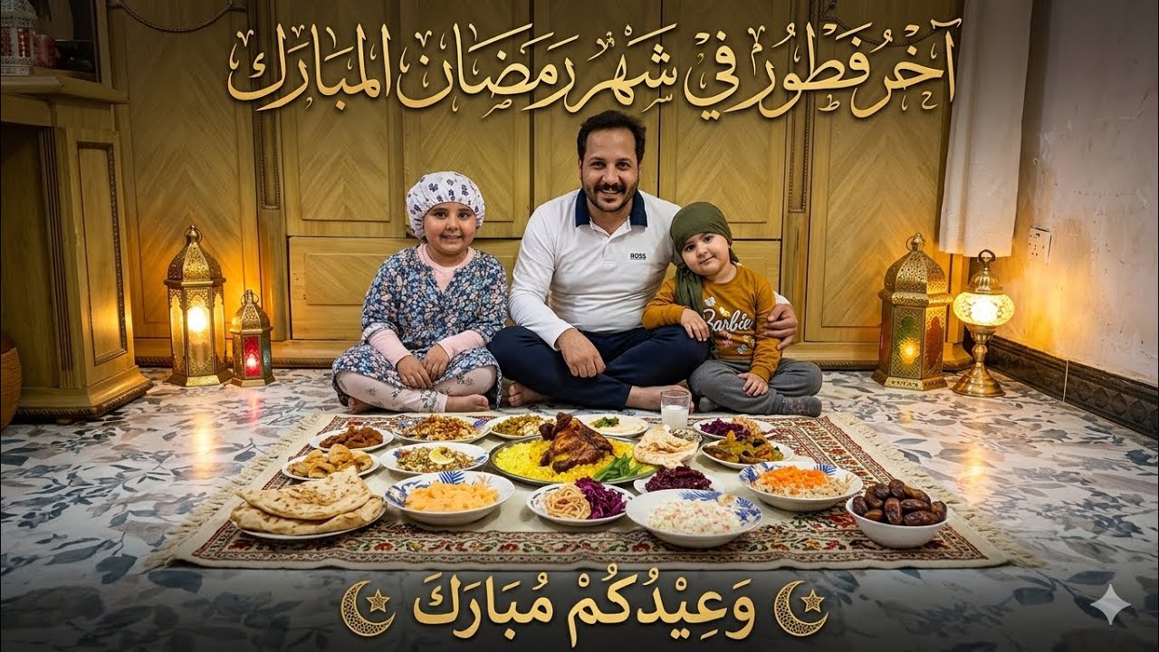 آخر يوم في رمضان كان فطور شهي ودعاً رمضان صيام مقبول للجميع وعيدكم مبارك 