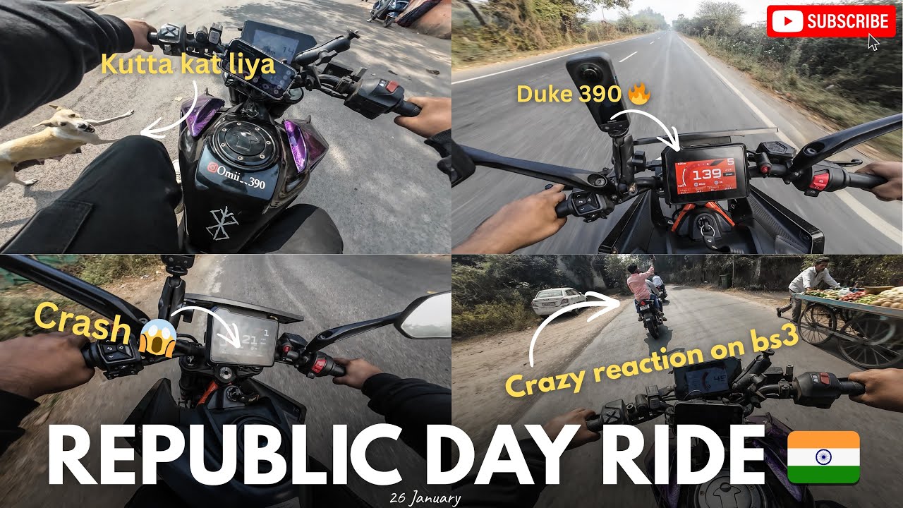  Republic Day ride 🇮🇳 Crazy reaction 390 bs3 😱