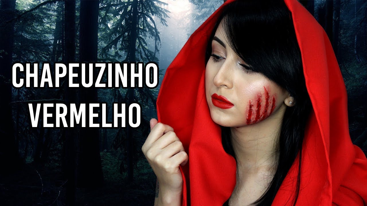 CHAPEUZINHO VERMELHO - MAQUIAGEM DE HALLOWEEN COM MATERIAL CASEIRO