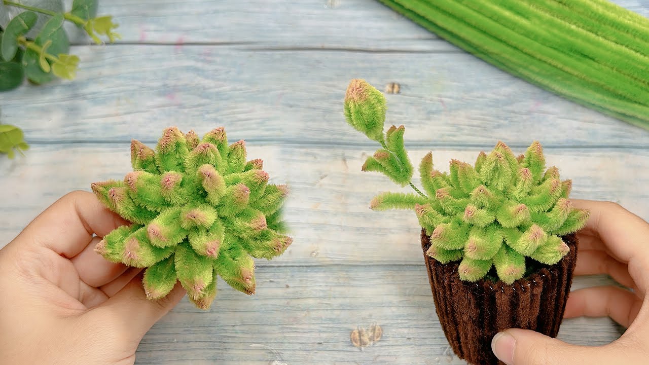 How To Make Succulent Plant With Pipe Cleaner - Pipe Cleaner Crafts - DIY Chenille Wire Crafts