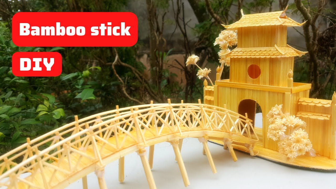 Bamboo stick craft Ideas || Cầu Thê Húc- Đền Ngọc Sơn bằng tăm tre