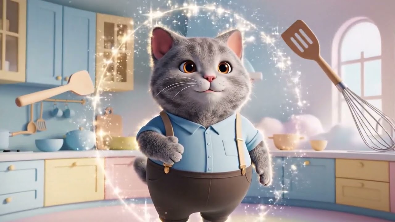 “A Cozy Day at Home 🐱 | Cute Gray Cat Goes Shopping, Cooking & Housework | 3D Animation”