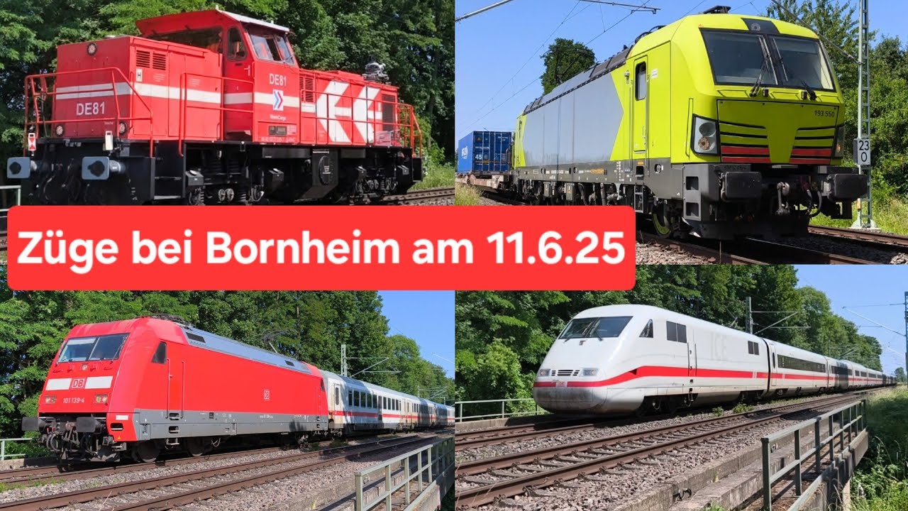 Z&uuml;ge bei Bornheim , Zugverkehr am 11.6.25 Trains in Germany , Railway track train Videos