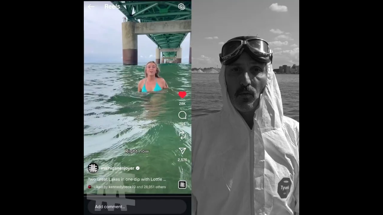 Swimming Between Two Bridges in the Detroit River