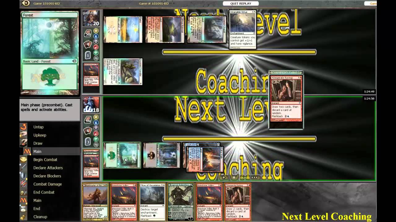 ISD Block 4 Color Control vs RWb Tokens Magic Online MtG Coaching Game 1 Match 1