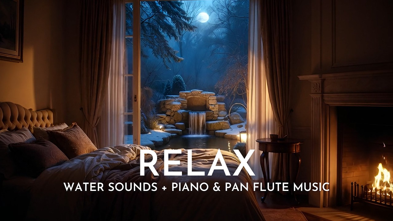 Liquid Moonlight Piano and Pan Flute with Relaxing Water Flow for Deep Sleep and Inner Peace