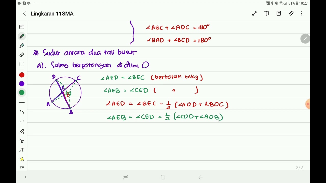 Sudut Antara Dua Tali Busur Matematika 11SMA Kmerdeka Part 2