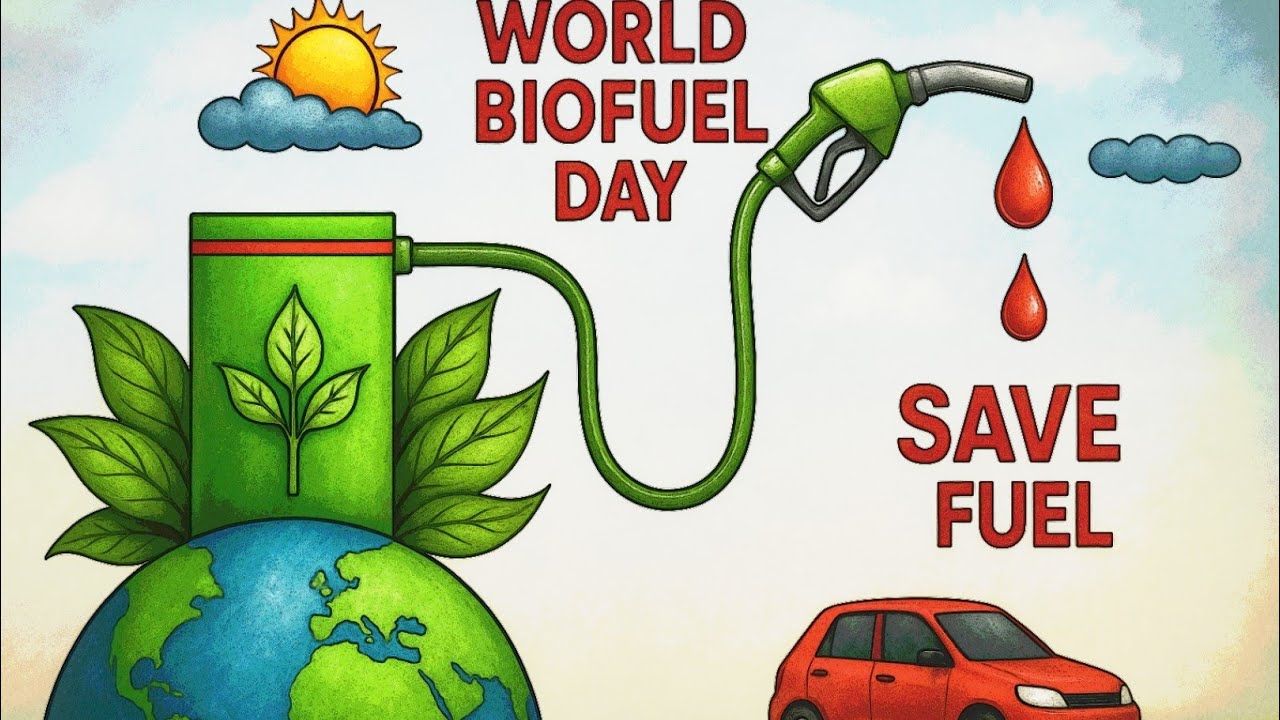 👉World🌎Biofuel Day Poster Drawing 10 August|How to Draw world Biofuel Day Drawing|Save Fuel Drawing👈