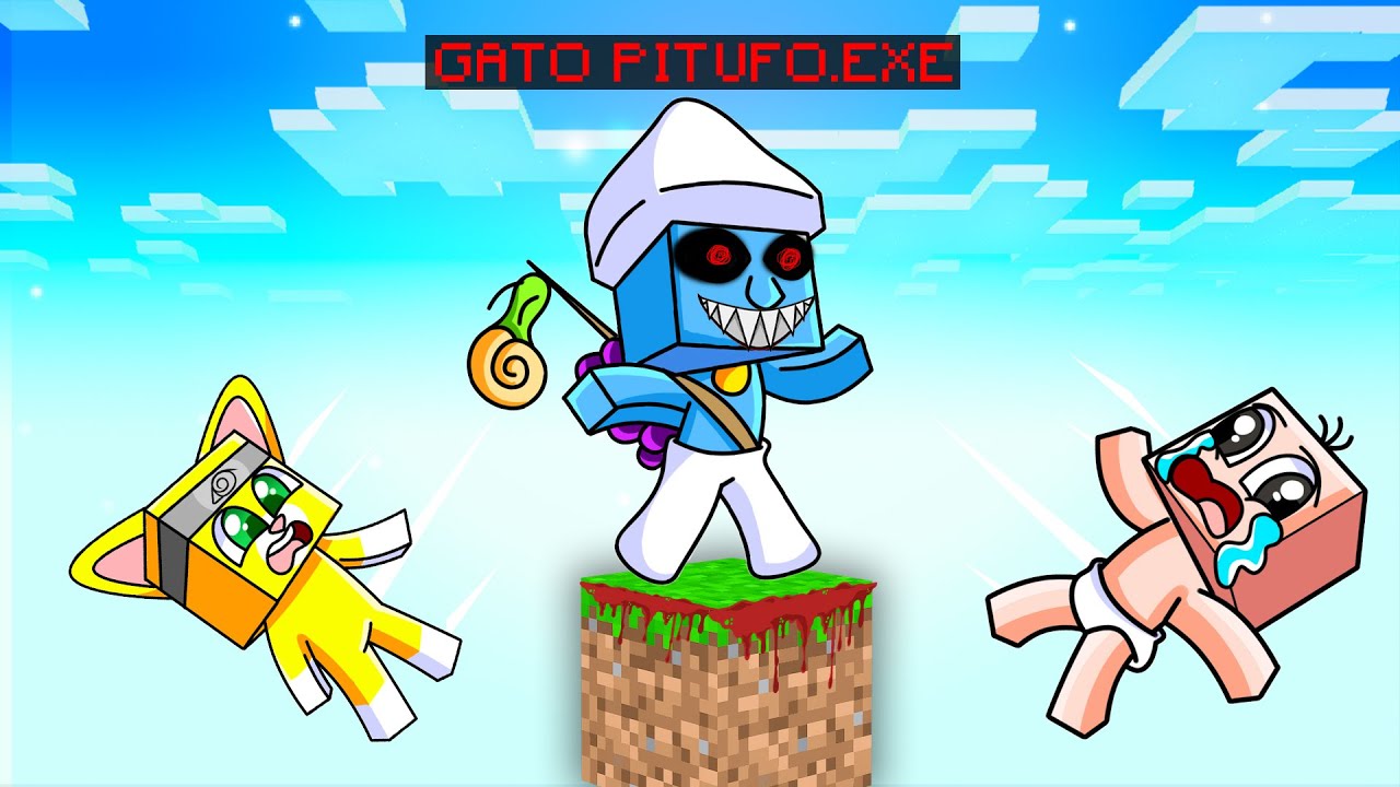 ¡SKYBLOCK CON EL GATO PITUFO.EXE! | MICHI MIAU Y BEBE NOOB EN MINECRAFT SMURF CAT MALVADO MEME
