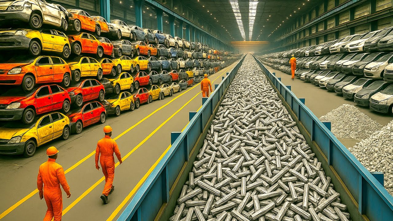 Cómo MILLONES de Coches Viejos se Reciclan en ACERO nuevo | Línea Masiva y Mega Fábricas