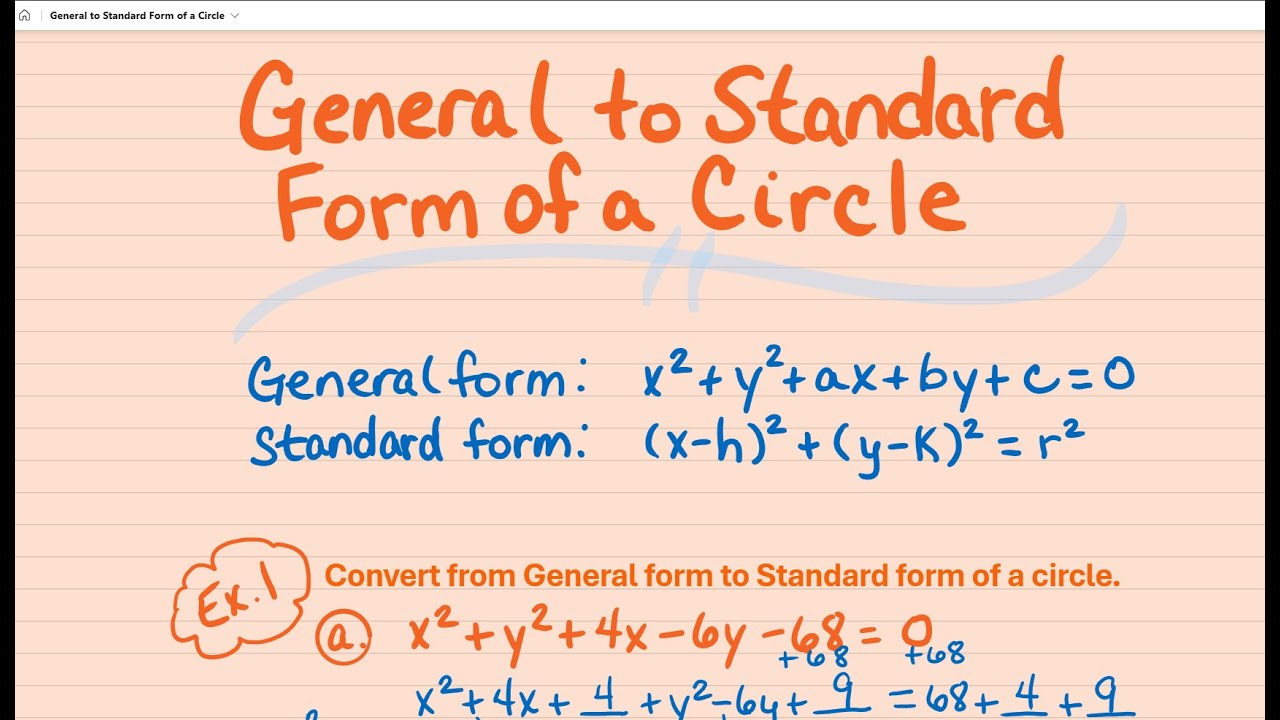 General to Standard Form of a Circle