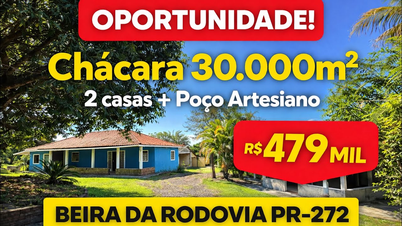 Chácara Incrível com 30.000m² Pomar Pé no Asfalto R$479Mil