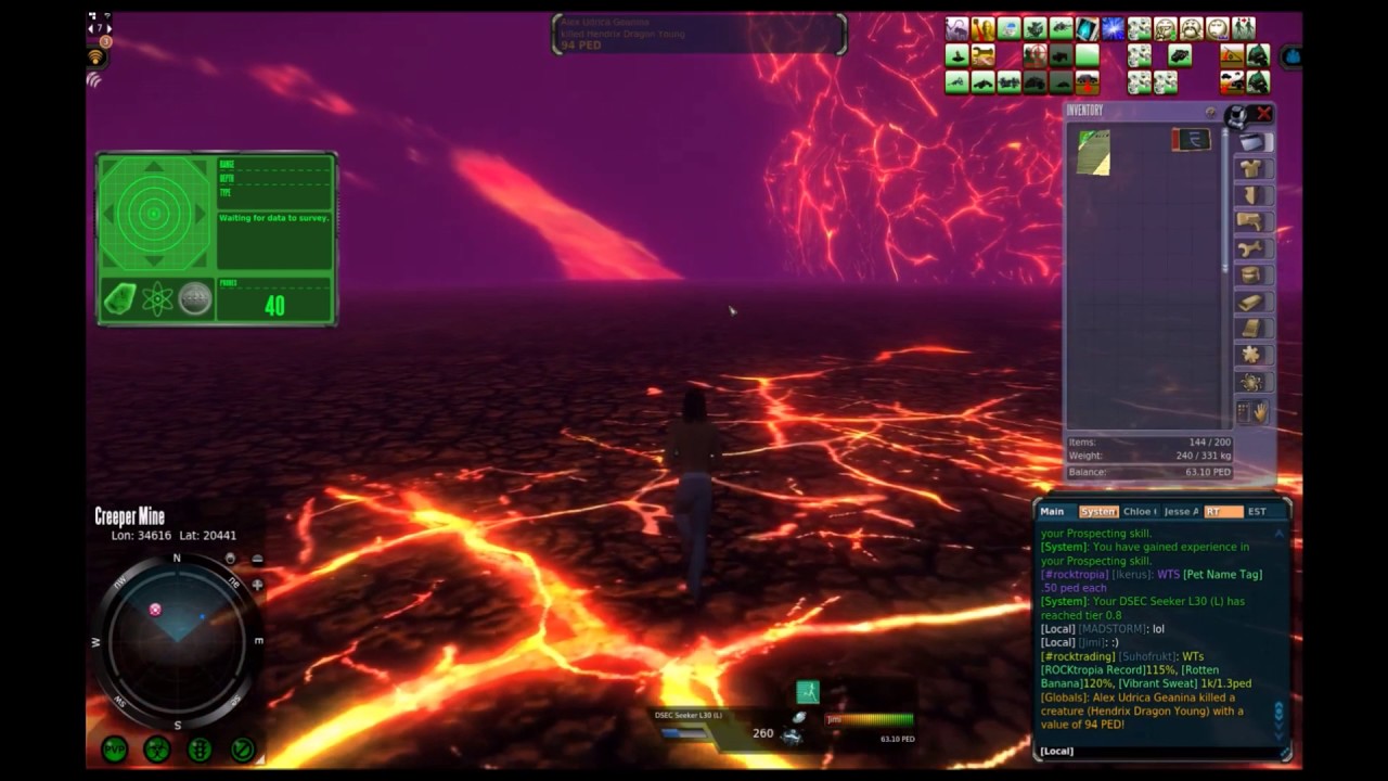 Entropia Universe Hell Mining Creeper Mine Run #8