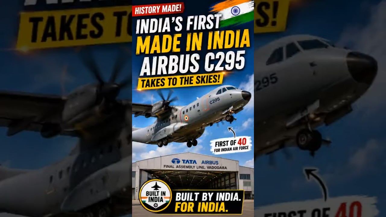 History Made! India's First Made-in-India Airbus C295 Takes Flight 🇮🇳✈️ #shorts