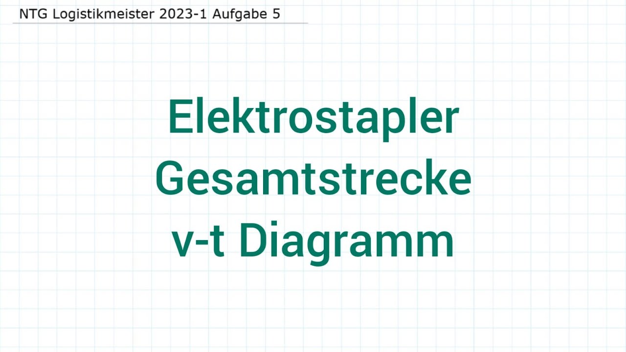 NTG Logistikmeister 2023-1 Frühjahr Aufgabe 5 - Elektrostapler, Gesamtstrecke, Weg-Zeit Diagramm