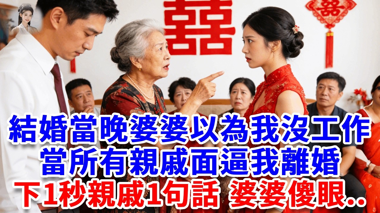 結婚當晚，婆婆以為我沒工作，當所有親戚面逼我離婚，我媽讓我當場簽字，下一秒親戚1句話，婆婆傻眼：妳到底是誰？#思妤說故事#為人處世#生活經驗#情感故事#晚年哲理#說故事#完結文#原創故事
