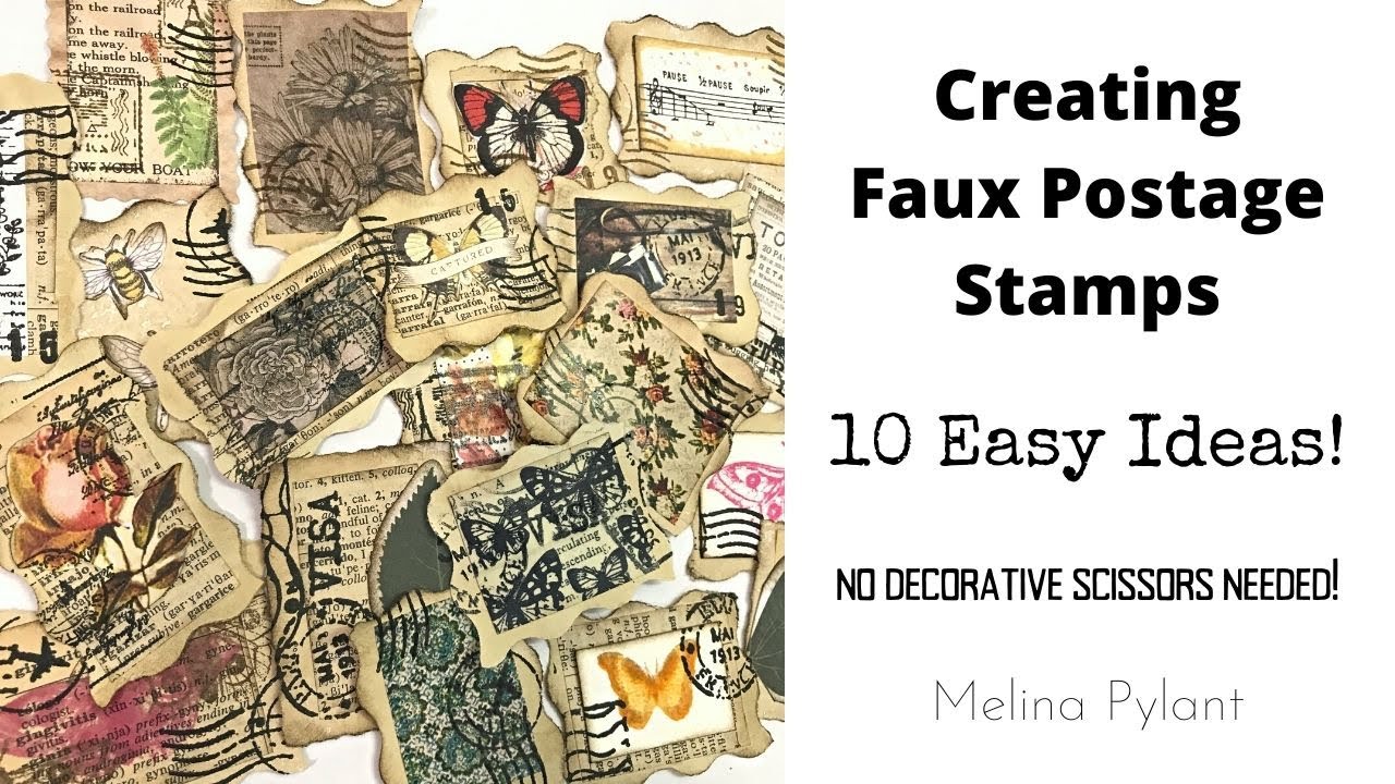 10 EASY IDEAS! CREATING FAUX POSTAGE STAMPS | NO DECORATIVE SCISSORS NEEDED!
