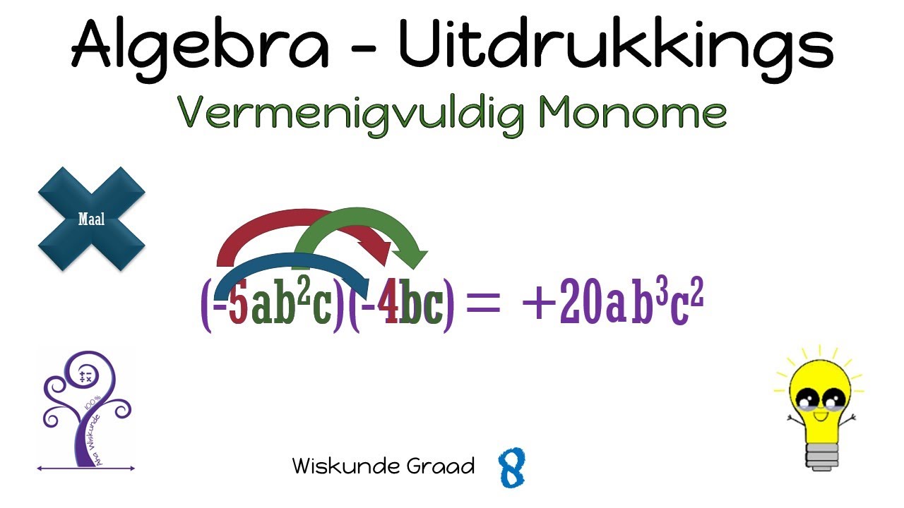 Wiskunde Graad 8 Algebra Vereenvoudig Uitdrukkings Vermenigvuldig Monome