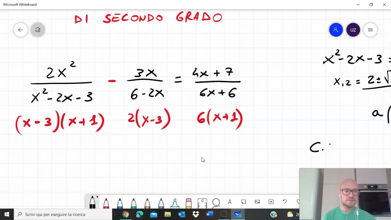 10 equazioni fratte di secondo grado