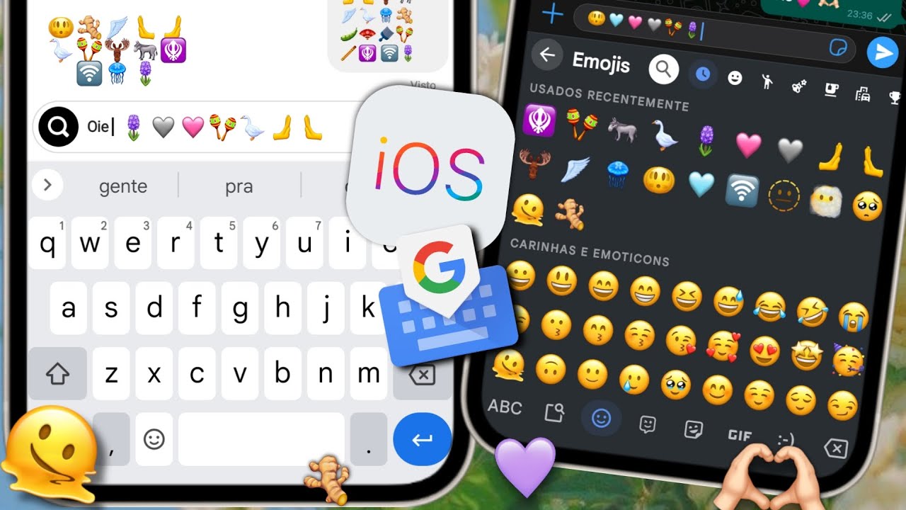 TECLADO GBOARD ESTILO IPHONE COM NOVOS EMOJIS IOS 16 NO ANDROID 2022 👻🍒
