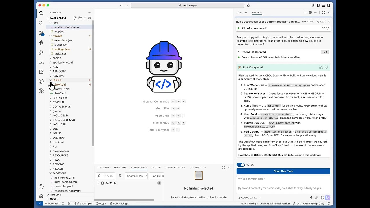 MCP-driven developer workflows in IBM Developer for z/OS on VS Code with IBM Bob