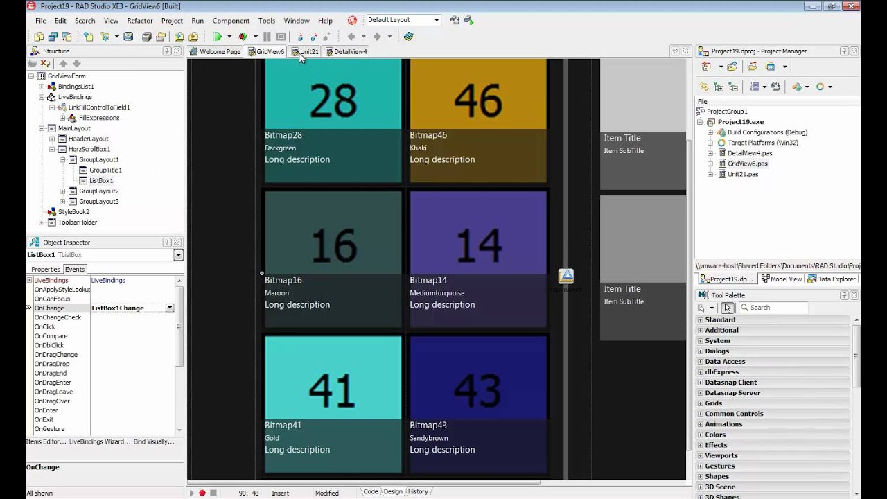 Using Data with the Metropolis UI Grid Template in Delphi and C++Builder