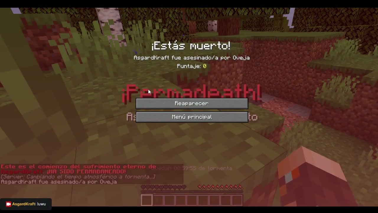 Inicié un mundo en Permadeath (Minecraft Extremo) y morí a los 10 segundos XD